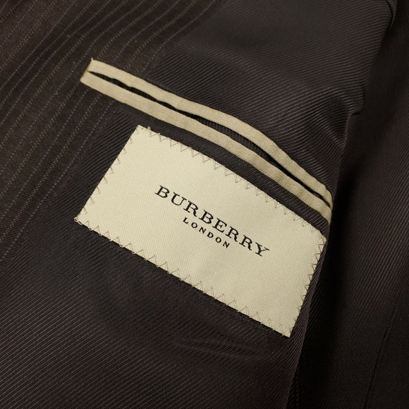 Burberry Blazer 44R Pinstripe Suit Jacket Sport Coat Brown Wool Luxury Formal - Picture 5 of 12